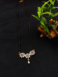 Triple Floral Diamond-Studded Mangalsutra with Ruby Accents